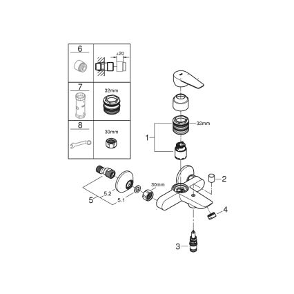 GROHE 23605001 - Kadna mešalna armatura BAUEDGE 150±15 mm sijajni krom
