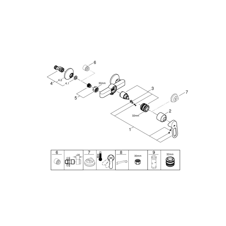 GROHE 23634000 - Tušna baterija BAULOOP DN 15, sijajni krom