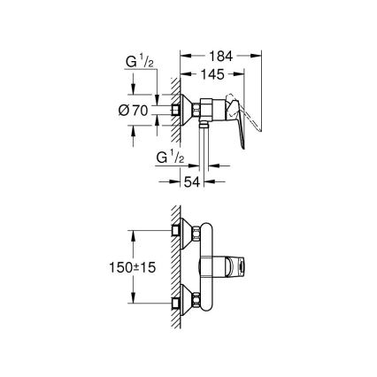 GROHE 23634000 - Tušna baterija BAULOOP DN 15, sijajni krom