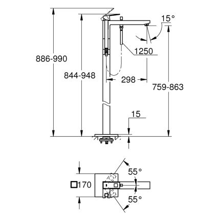 GROHE 23672001 - Kopalna baterija EUROCUBE 298 mm, sijajni krom