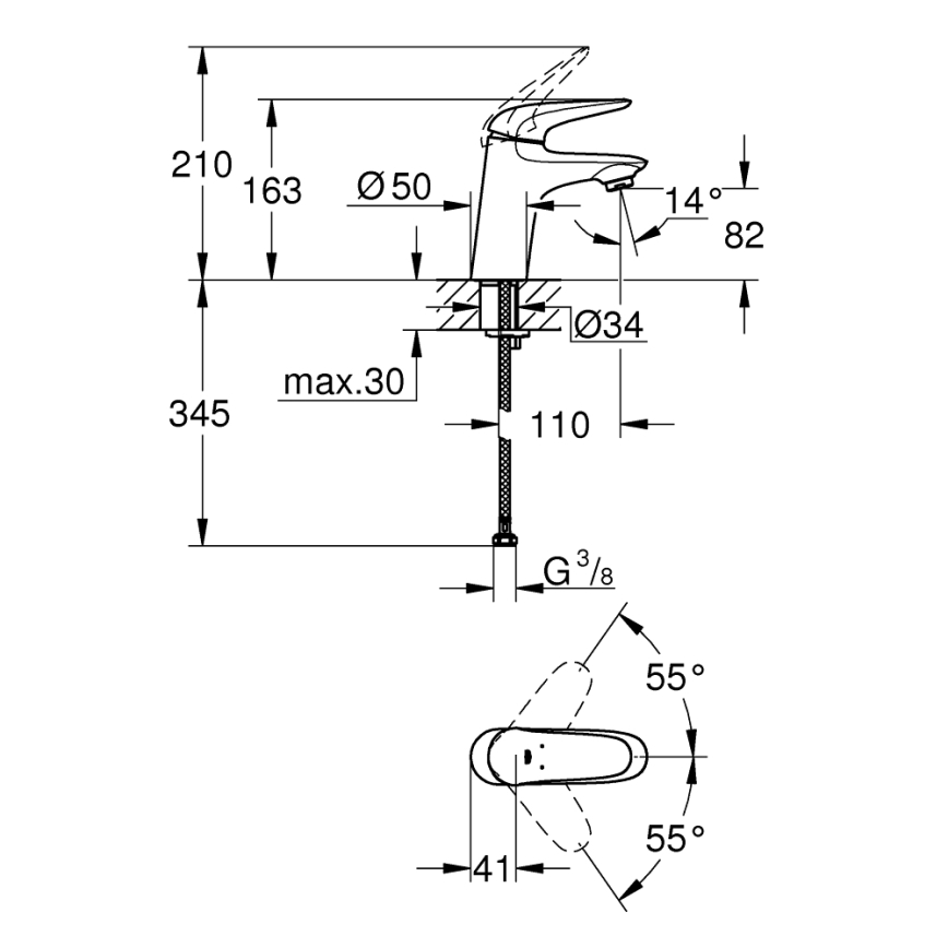 GROHE 23715003 - Armatura za umivalnik EUROSTYLE, velikost S, sijajni krom