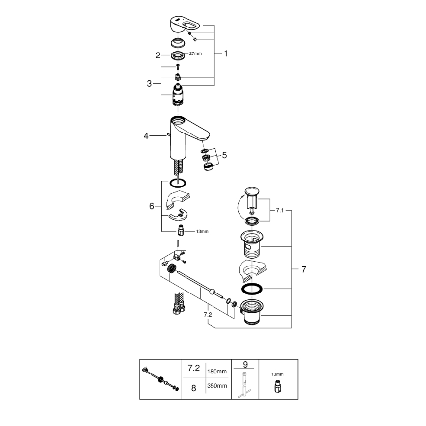 GROHE 23762000 - Umivalni mešalnik BAULOOP DN 15 sijajni krom
