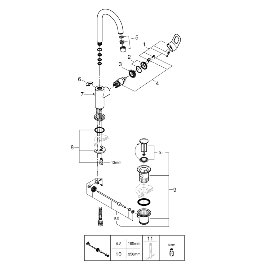 GROHE 23763000 - Umivalni mešalnik BAULOOP velikost L sijajni krom