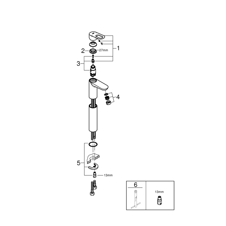 GROHE 23764000 - Umivalniška armatura BAULOOP DN 15 sijajni krom