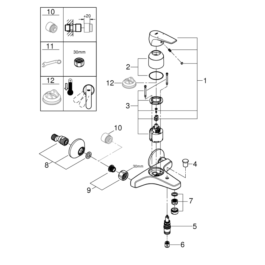 GROHE 23772000 - Kopalniška baterija za kad START FLOW 150 mm sijajni krom