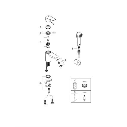 GROHE 23773001 - Pipa za umivalnik START EDGE velikost S sijajni krom