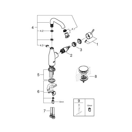 GROHE 23798001 - Mešalna baterija za umivalnik ESSENCE DN 15 velikost M sijajen krom