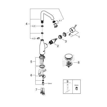GROHE 23799001 - Umivalni mešalnik ESSENCE velikost L sijajni krom