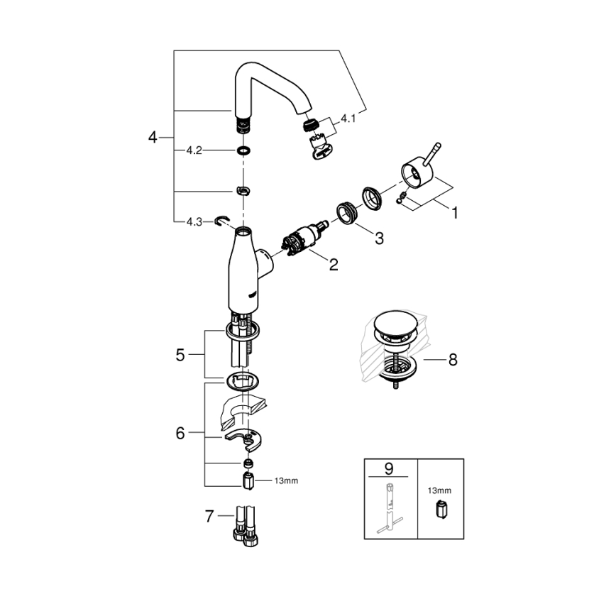 GROHE 23799001 - Umivalni mešalnik ESSENCE velikost L sijajni krom