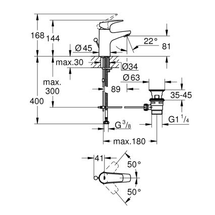 GROHE 23809000 - Pipa za umivalnik START FLOW DN 15, sijajni krom