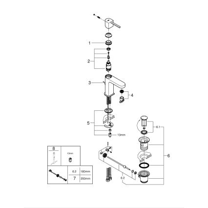 GROHE 23870003 - Pipa za umivalnik PLUS velikost S sijajni krom