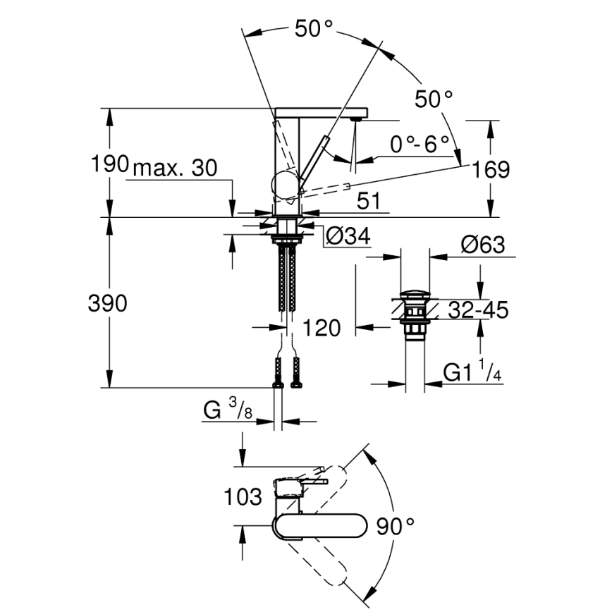 GROHE 23872003 - Mešalnik za umivalnik PLUS M, sijajni krom