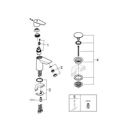 GROHE 23898001 - Mešalnik za umivalnik START EDGE, sijajni krom