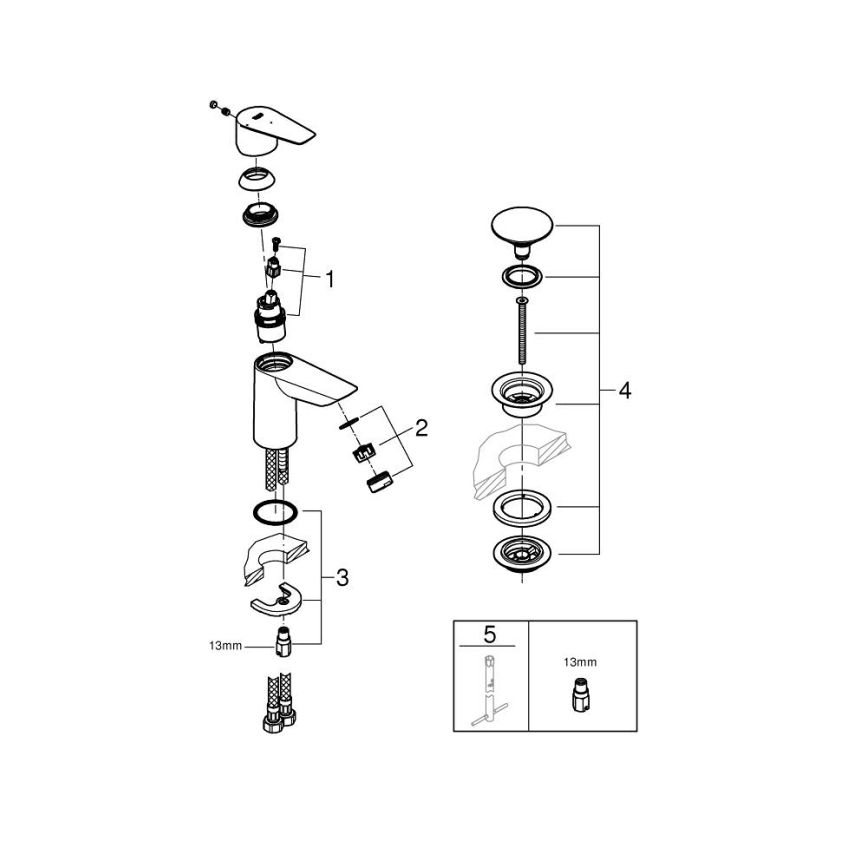 GROHE 23900001 - Pipa za umivalnik START EDGE, velikost S, sijajni krom