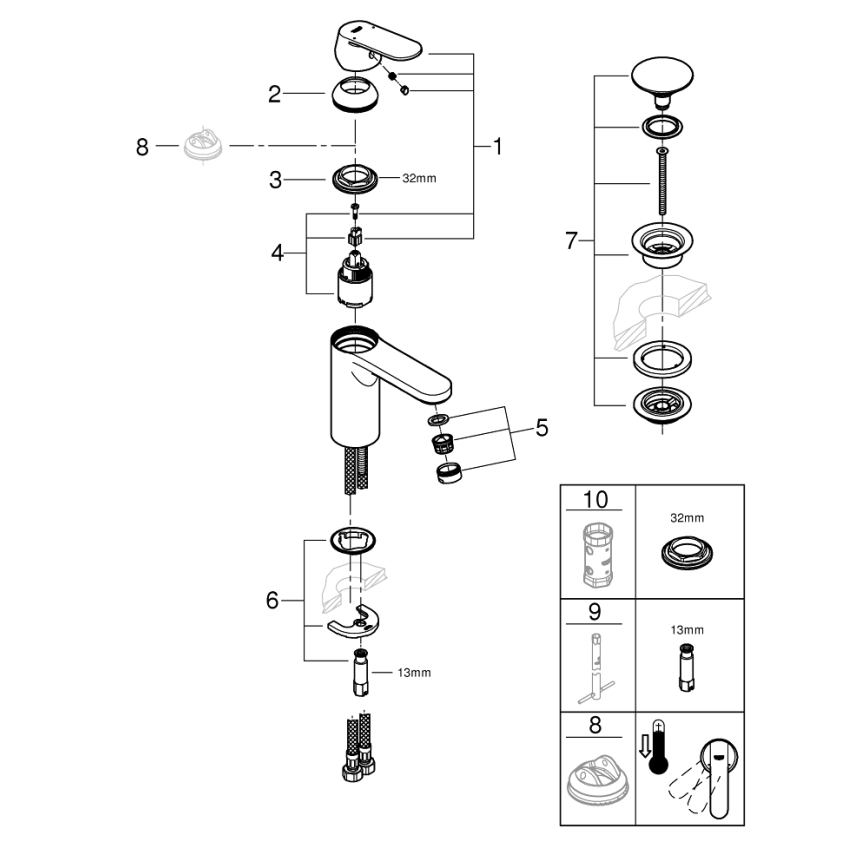 GROHE 23926000 - Mešalna baterija za umivalnik DN 15, velikost M, sijajni krom