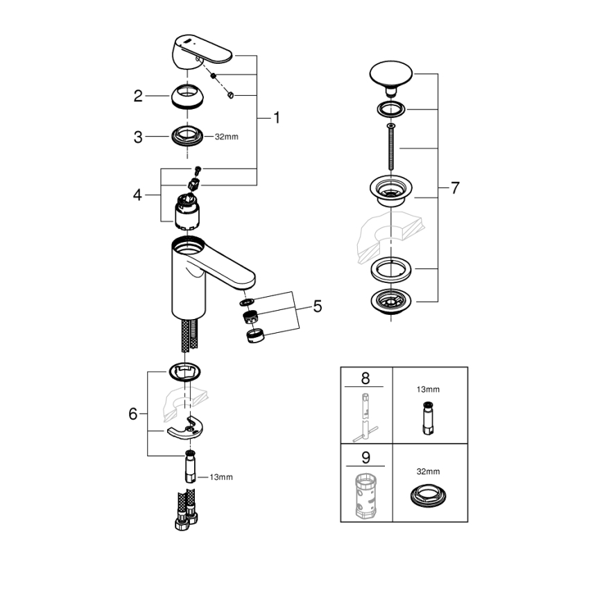 GROHE 23928000 - pipa za umivalnik DN 15, velikost M, sijajni krom