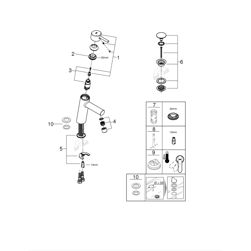 GROHE 23932001 - Pipa za umivalnik EUROSMART velikost M sijajni krom