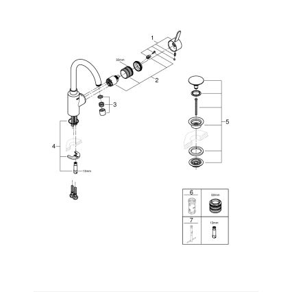 GROHE 23933001 - Pipa za umivalnik EUROSMART COSMOPOLITAN, velikost L, krom