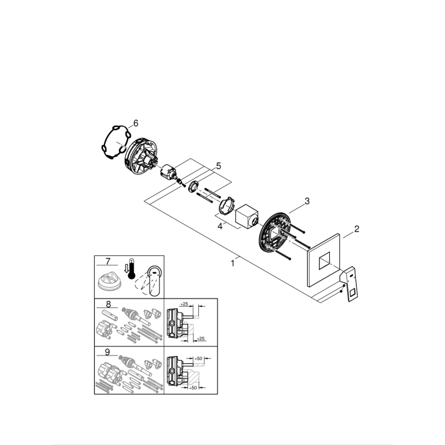 GROHE 24061000 - Tuš mešalnik EUROCUBE v sijajnem kromu