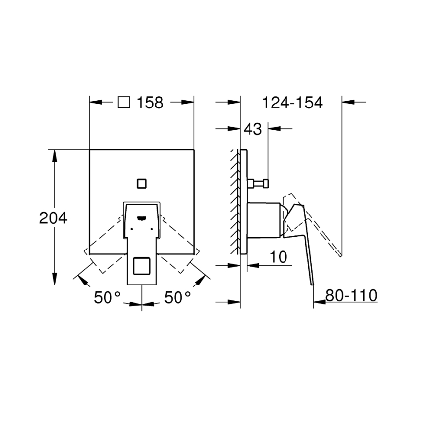 GROHE 24062000 - pipa EUROCUBE, sijajni krom
