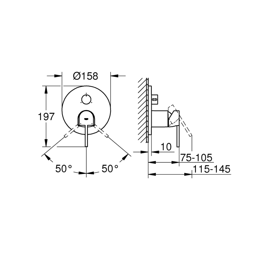 GROHE 24093003 - Baterija PLUS, krom visokega sijaja