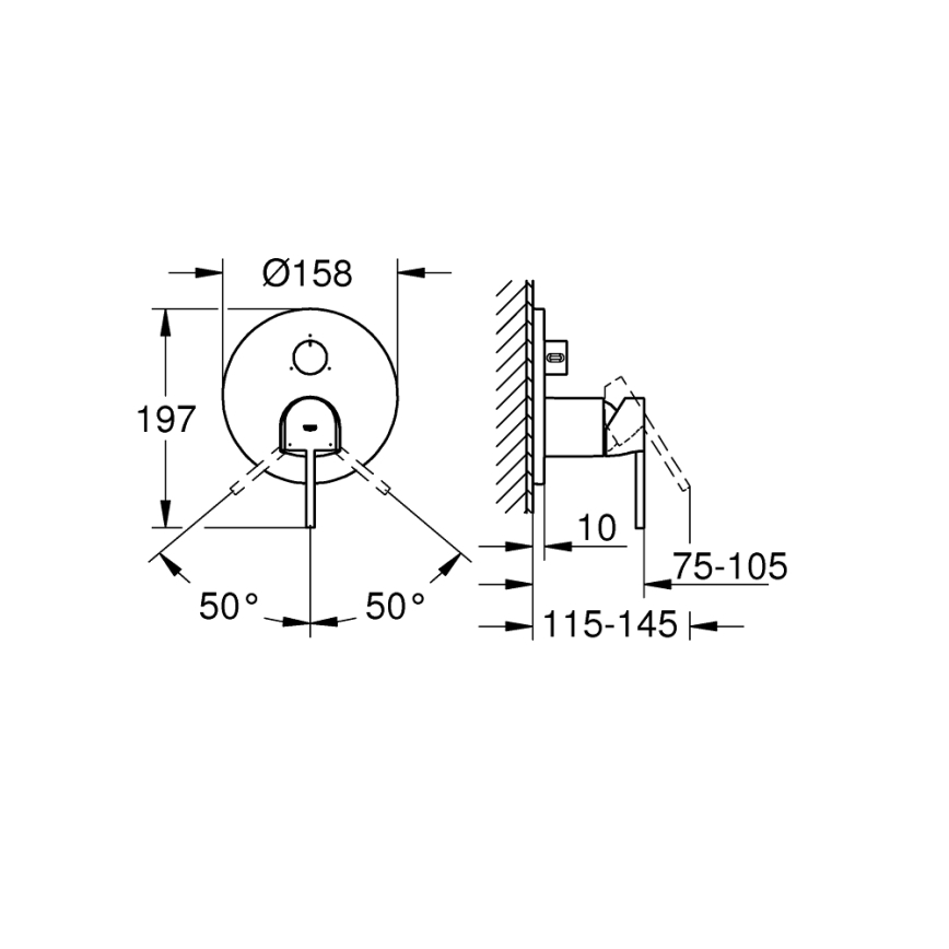 GROHE 24093003 - Baterija PLUS, krom visokega sijaja