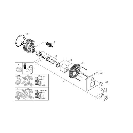 GROHE 24094000 - mešalnik EUROCUBE s 3-smernim preklopnikom, krom visokega sijaja