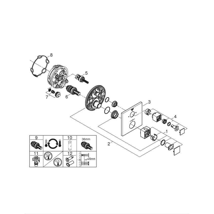 GROHE 24154000 - Termostatska armatura GROHTHERM CUBE sijajni krom
