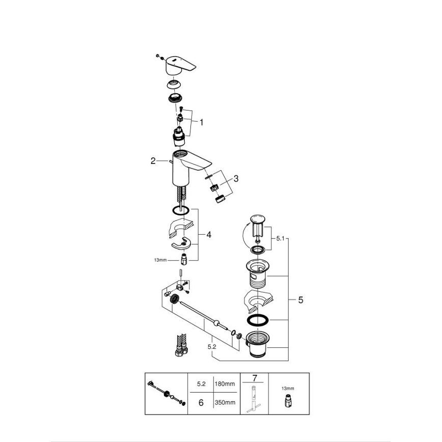 GROHE 24196001 - Umivalniška pipa START, velikost S, sijajni krom