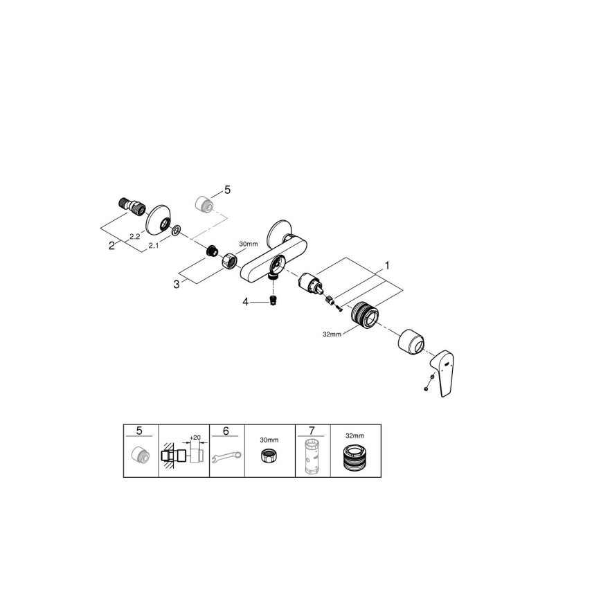 GROHE 24197001 - Tušna baterija START EDGE DN 15 sijajni krom
