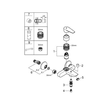 GROHE 24198001 - Kopalna armatura za kad DN 15, sijajni krom