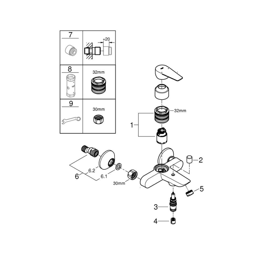 GROHE 24198001 - Kopalna armatura za kad DN 15, sijajni krom