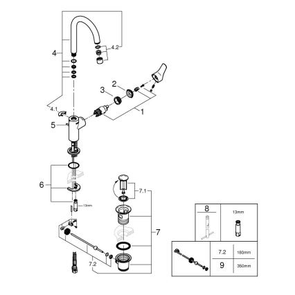 GROHE 24203002 - Pipa za umivalnik START, velikost L, poliran krom