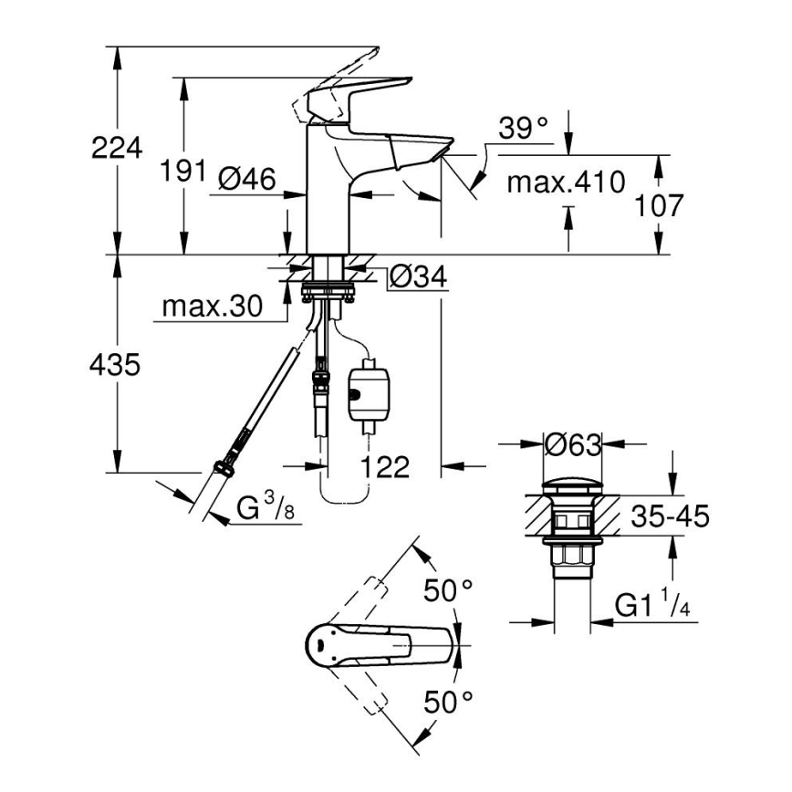 GROHE 24205003 - Umivalniška baterija START DN 15 velikost M sijajni krom