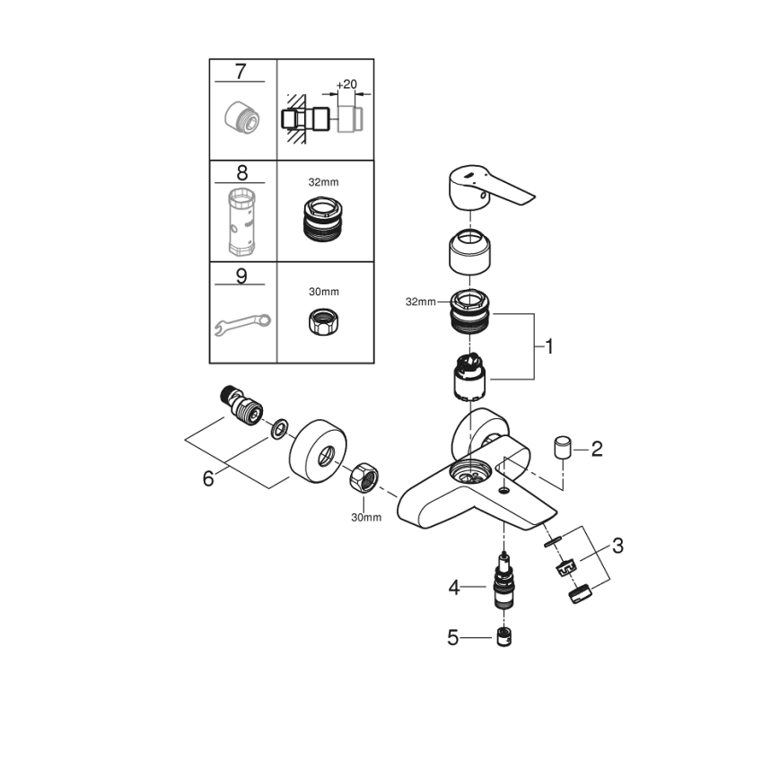GROHE 242062432 - Kadna baterija START DN 15 črna