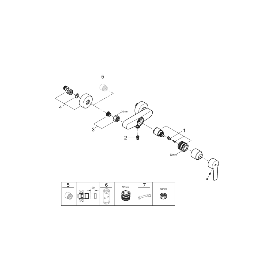 GROHE 24208002 - Stenska tuš baterija START DN 15, sijajni krom