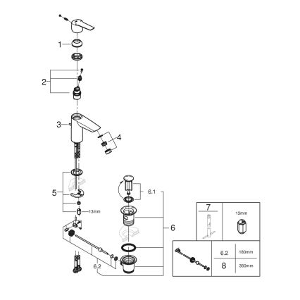 GROHE 242092432 - Umivalniška armatura QUICKFIX START 165 mm, črna