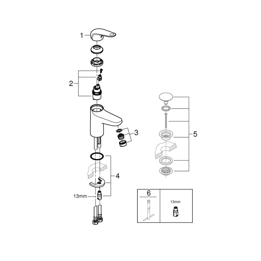 GROHE 24317001 - Pipa za umivalnik SWIFT 162 mm, sijajni krom