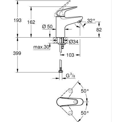 GROHE 24317001 - Pipa za umivalnik SWIFT 162 mm, sijajni krom