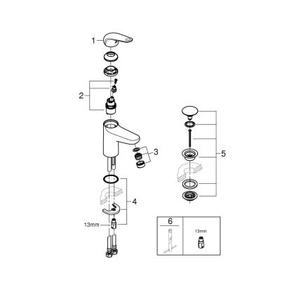 GROHE 24318001 - Pipa za umivalnik SWIFT, 162 mm, krom z visokim sijajem