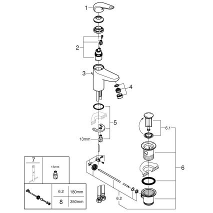 GROHE 24325001 - Pipa za umivalnik SWIFT DN 15, velikost M, sijajni krom