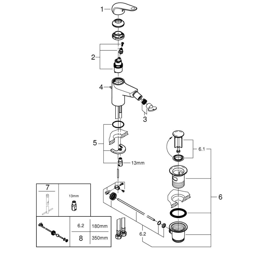 GROHE 24332001 - Pipa za bide SWIFT 146 mm sijajni krom