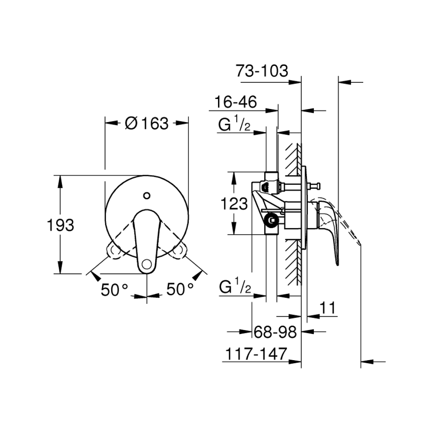 GROHE 24336001 - Kopalniška armatura za kad SWIFT DN 15, sijajni krom