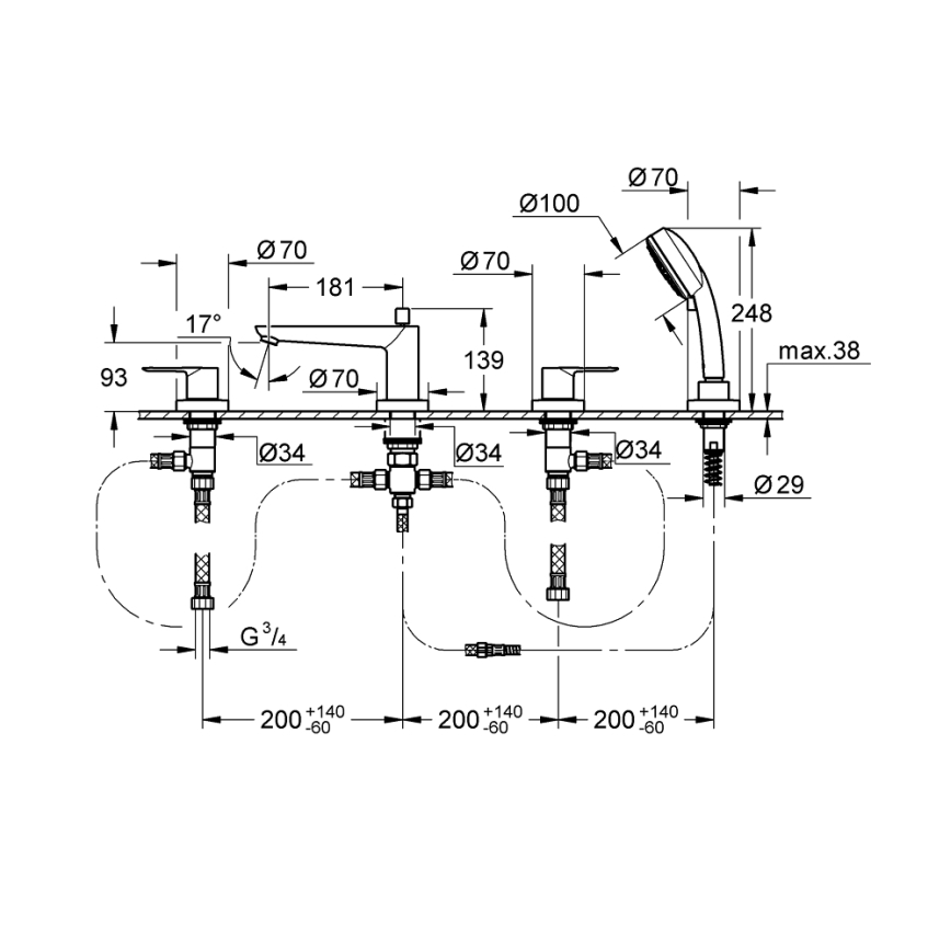GROHE 2511900A - Kopalna baterija BAULOOP DN 20, sijajni krom