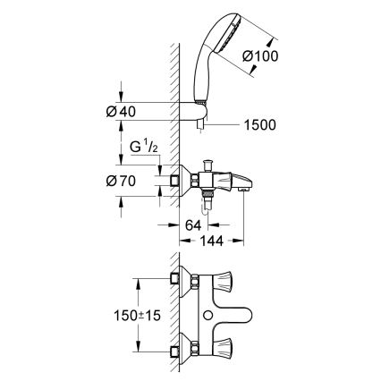GROHE 2546010A - Kopalniška armatura za kad COSTA L DN 15 sijajni krom