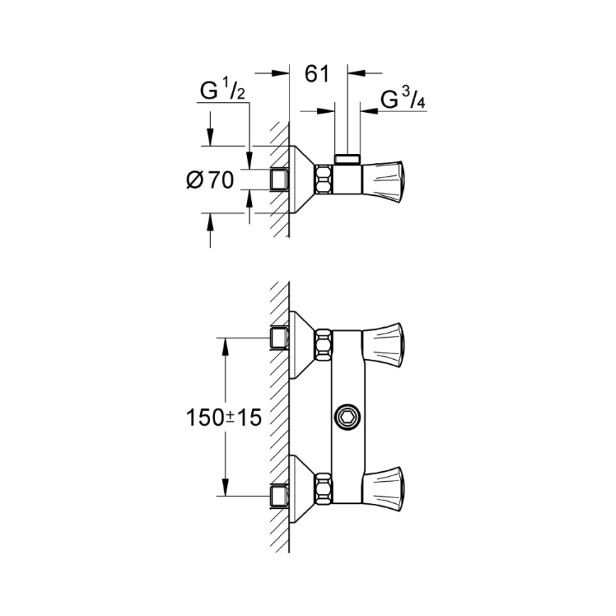 GROHE 26009001 - Tušna armatura COSTA L DN 15, poliran krom
