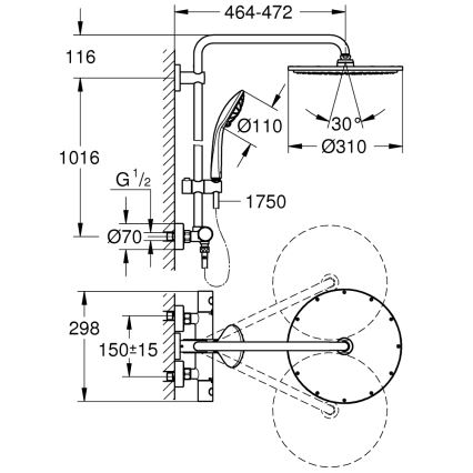 GROHE 26075AL0 - Tušni sistem EUPHORIA SYSTEM 310 450 mm grafit