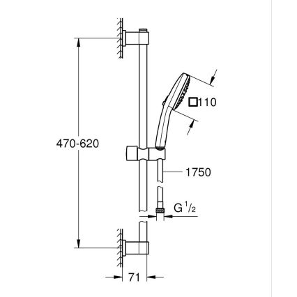 GROHE 26096001 - Tuš komplet VITALIO COMFORT 110, 600 mm, sijajni krom