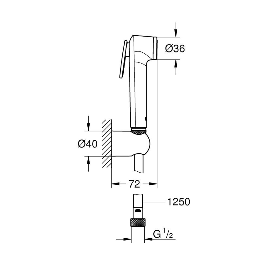GROHE 26356IL0 - Ročni bidetni tuš TEMPESTA-F 30 1250 mm bela