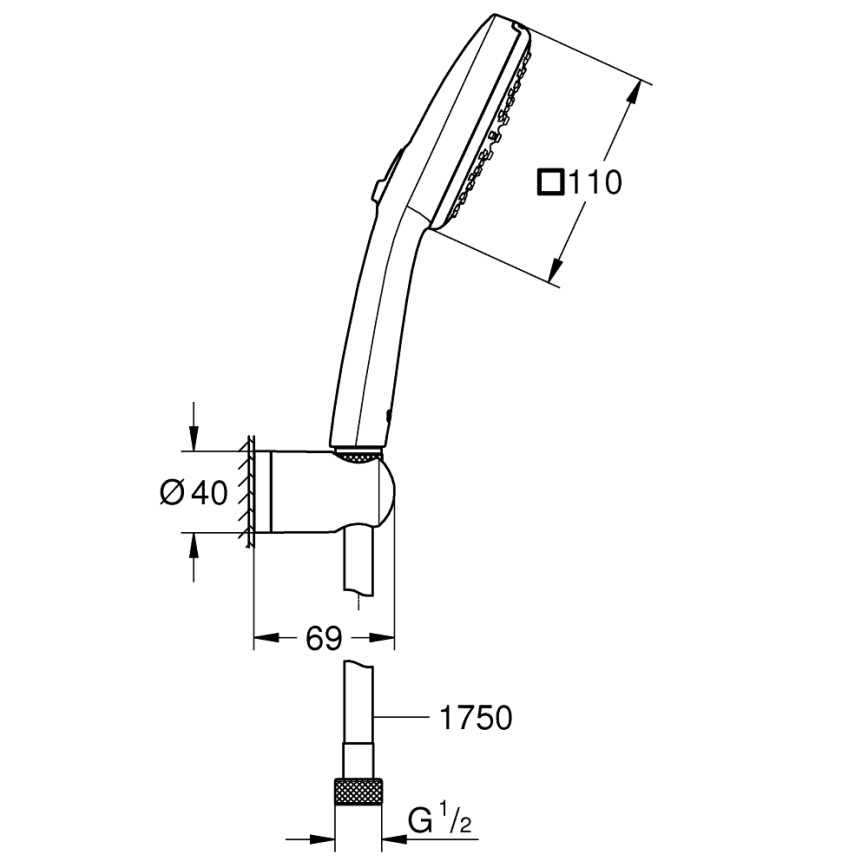 GROHE 263992431 - Komplet za prho VITALIO COMFORT 110 110 mm črna